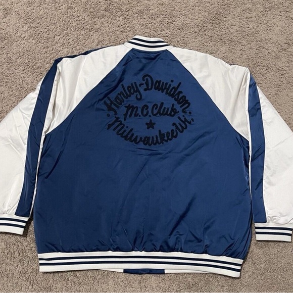 Harley-Davidson Men's Club Crew Varsity Jacket 3XL Blue Colorblocked 97440-23VM - Picture 2 of 4